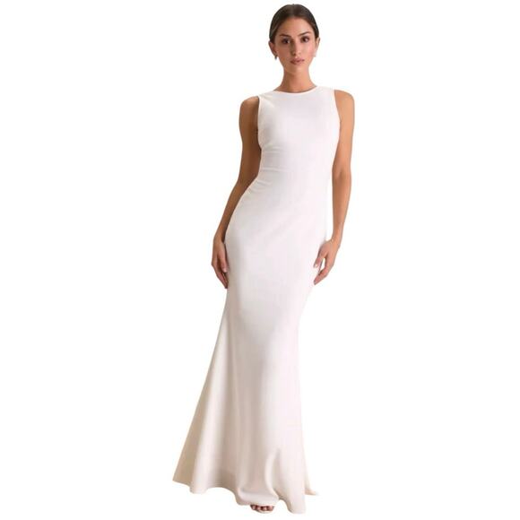 LULUS White Backless Evening Gown | Elegant Formal Dress | Wedding & Prom-Sz XS - Picture 4 of 7